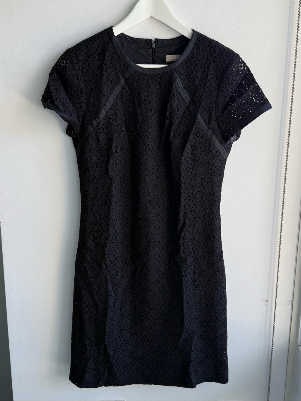 Banana Republic Black Lace Cap Sleeve Mini Dress